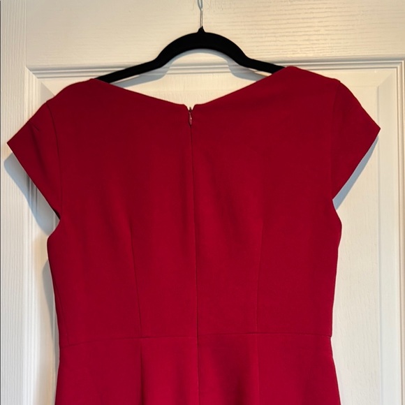 Maggy London Red Sheath Dress Asymmetrical Neckline - Picture 7 of 8